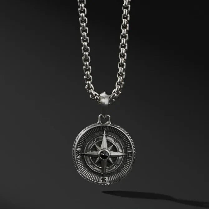 Collier Compas Pendentif Homme Boussole Rose des Vents