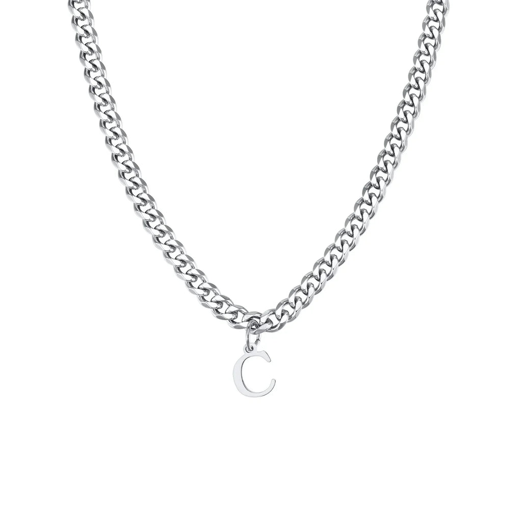 Collier homme avec pendentif personnalisé initiale  c