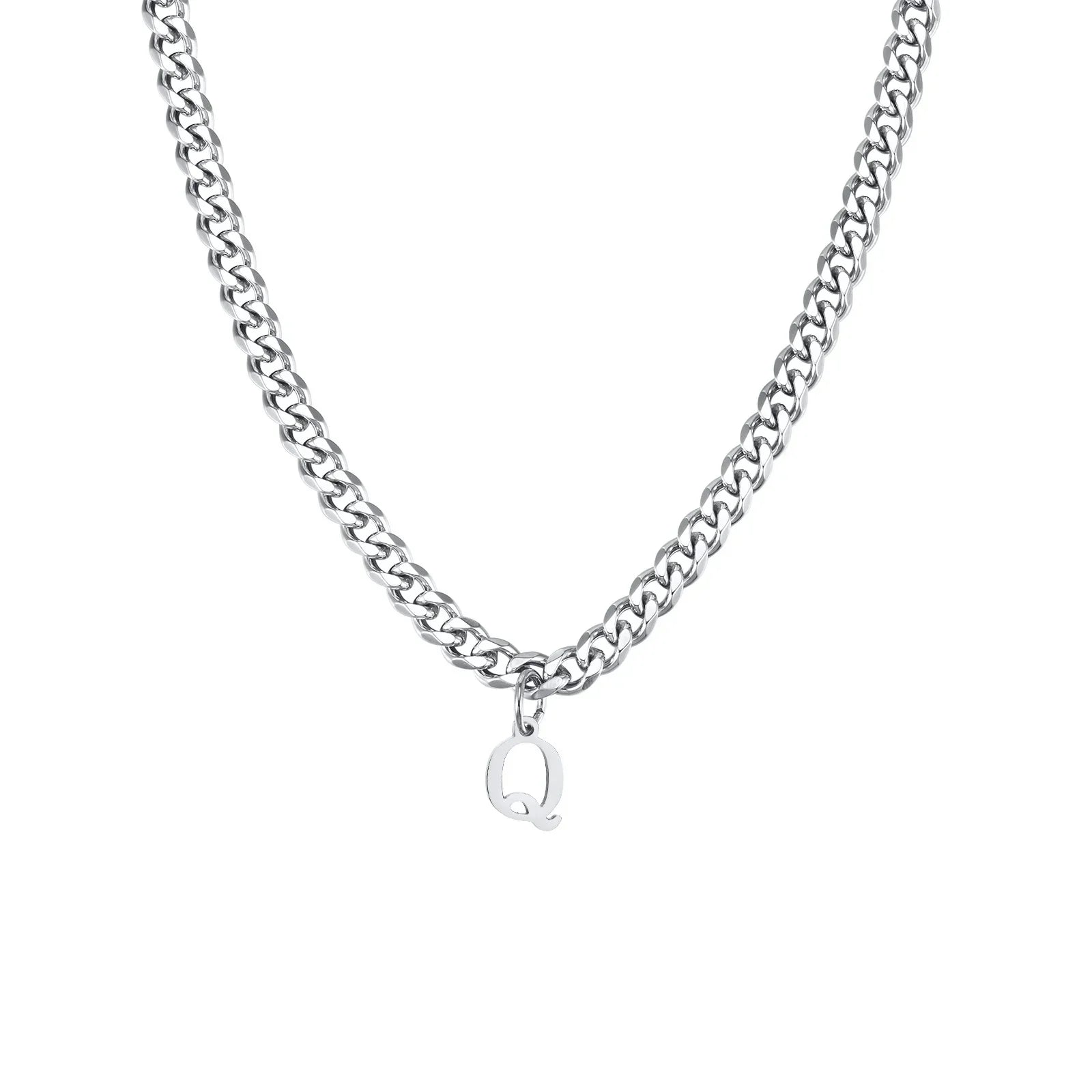 Collier homme avec pendentif personnalisé initiale  q