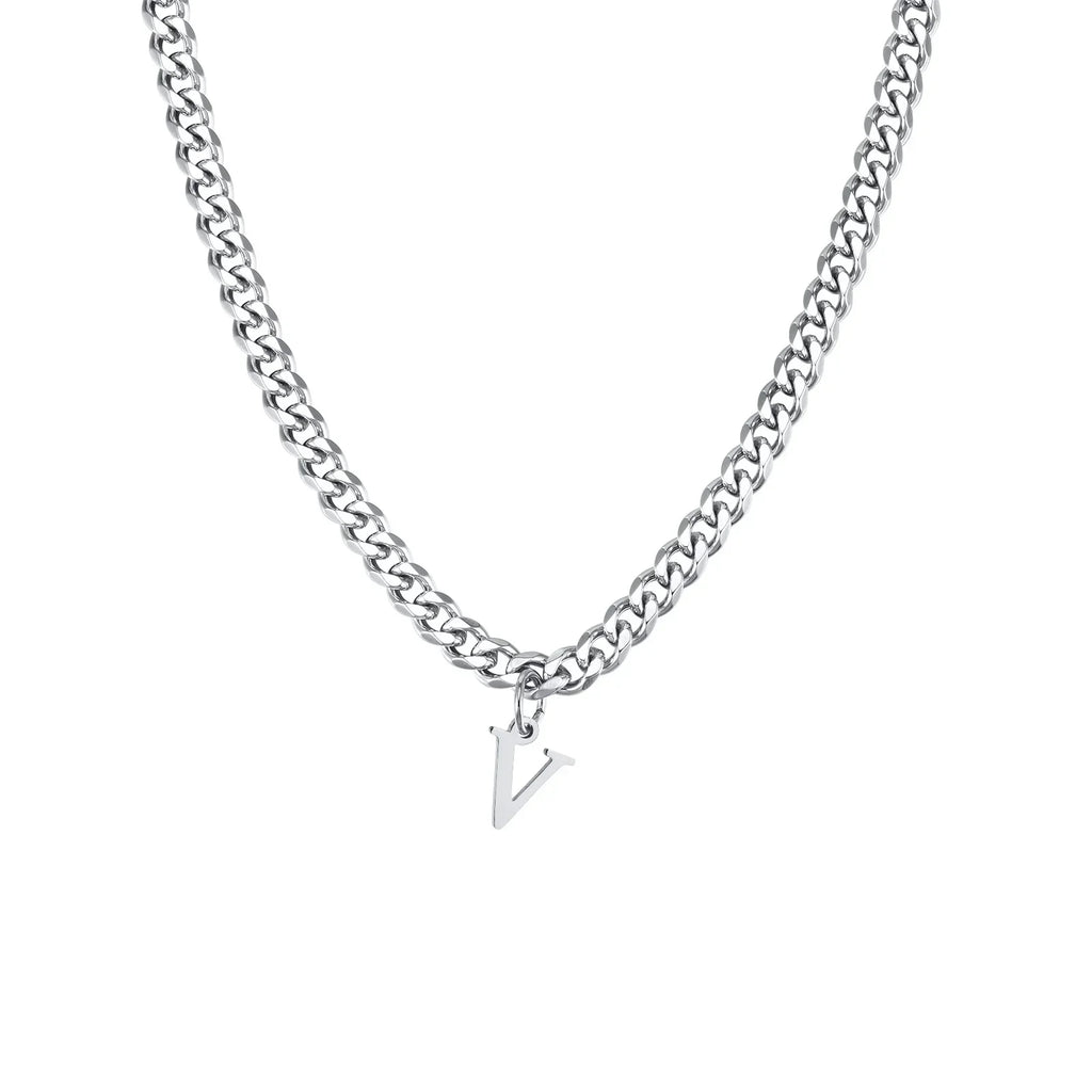 Collier homme avec pendentif personnalisé initiale  v