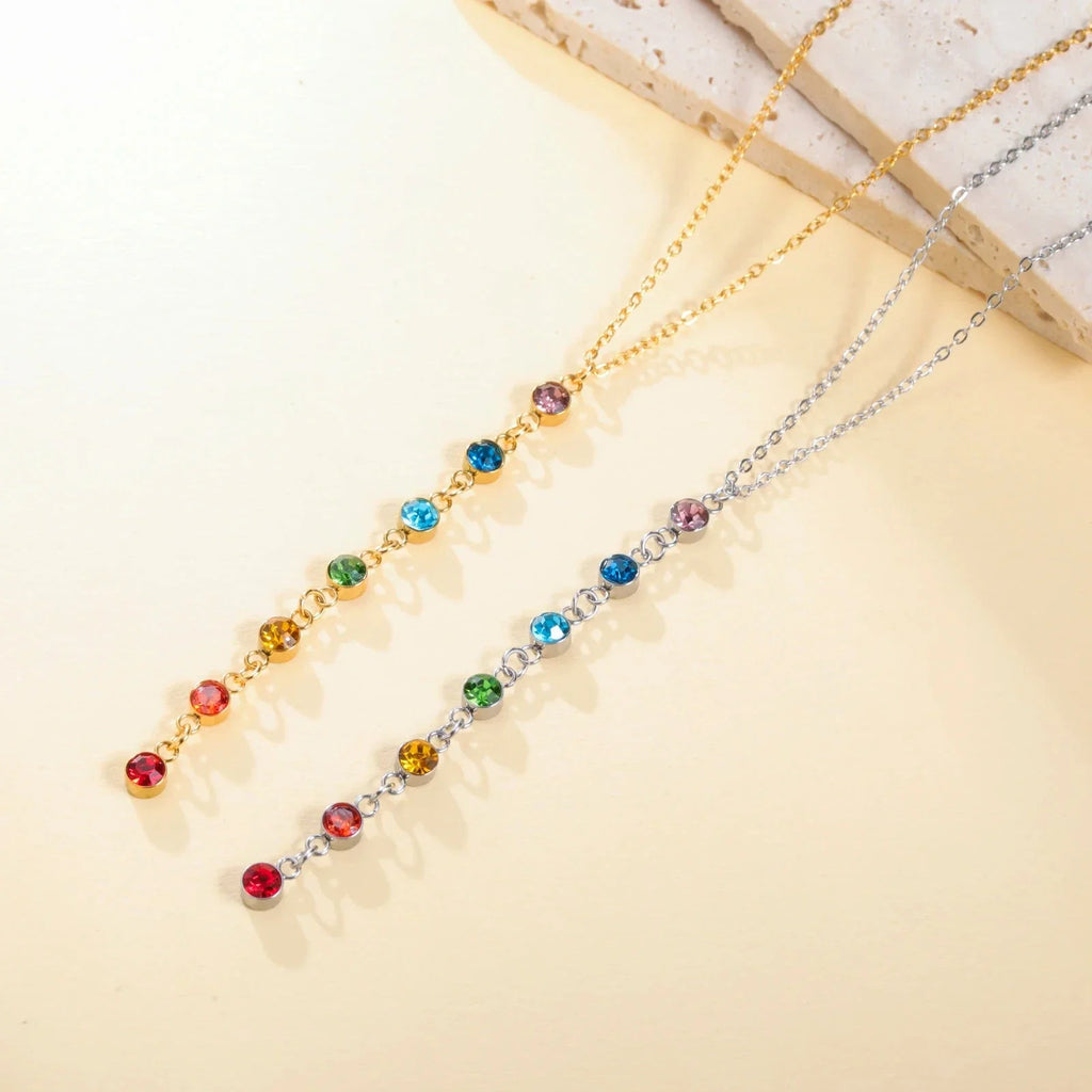 Collier de Protection avec Long Pendentif en Pierres 7 Chakras or