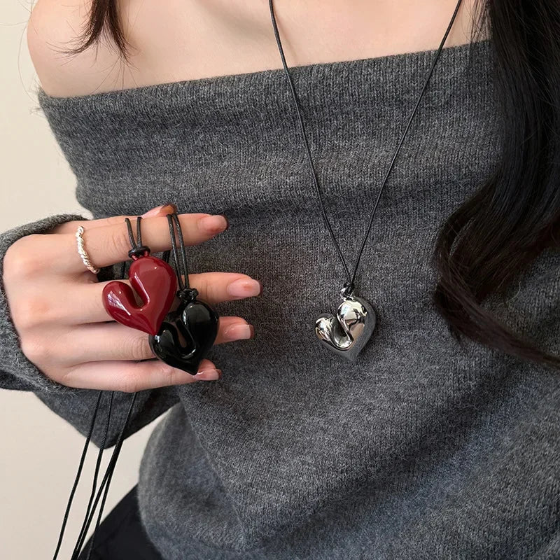 Collier en Lacet avec Pendentif Coeur argent