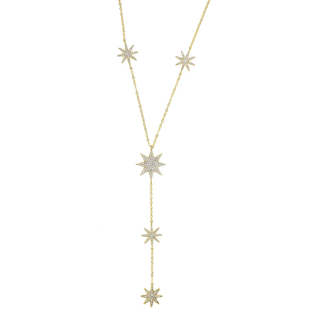 Collier en Y - chaîne de décolleté étoile pour femme or