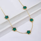 Collier Or Agate Trèfle blanc nacré Idée Cadeau Bijoux femmes