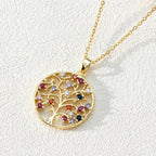 マルチカラーのパール付き生命の樹ペンダントネックレス a