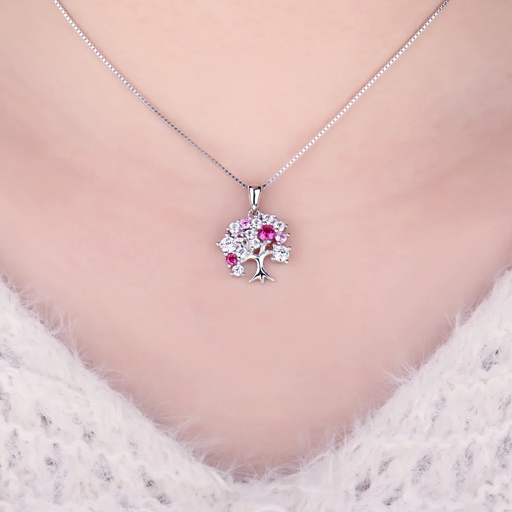Collier Pendentif Arbre de Vie avec Pierres pour Femme