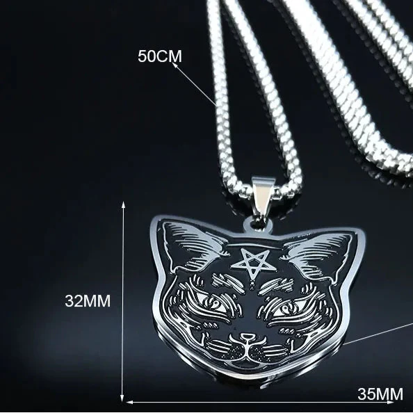 黒猫ペンダントネックレス　ペンタクル　ウィッカン魔術