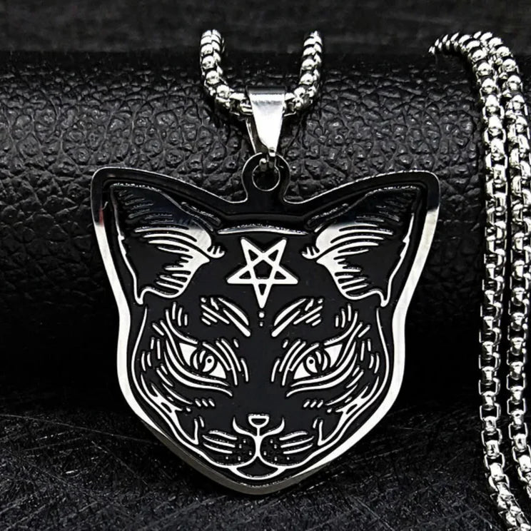 黒猫ペンダントネックレス　ペンタクル　ウィッカン魔術