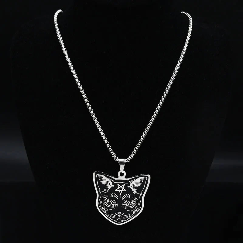 黒猫ペンダントネックレス　ペンタクル　ウィッカン魔術