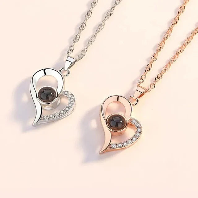 ギフトボックス付き ハートペンダントネックレス "Je T'Aime"
