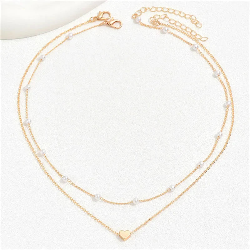 Collier Pendentif Coeur & Perles