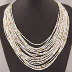 Collier Pendentif Ethniques Africains Multirangs blanc