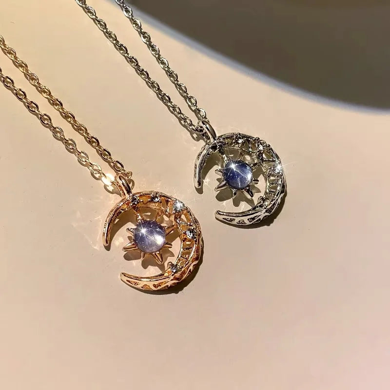 レディース ネックレス 星と月のペンダント ゴールド