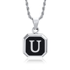 Collier homme avec pendentif hexagonale initiale u