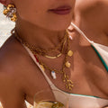 Collier Ras de Cou avec Pendentifs Corail et Coquillages Femme