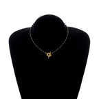 Collier Ras de Cou Pendentif Fleur noir et or
