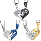 Colliers pour Couples Meilleurs Amis Pendentif Coeur argent et or