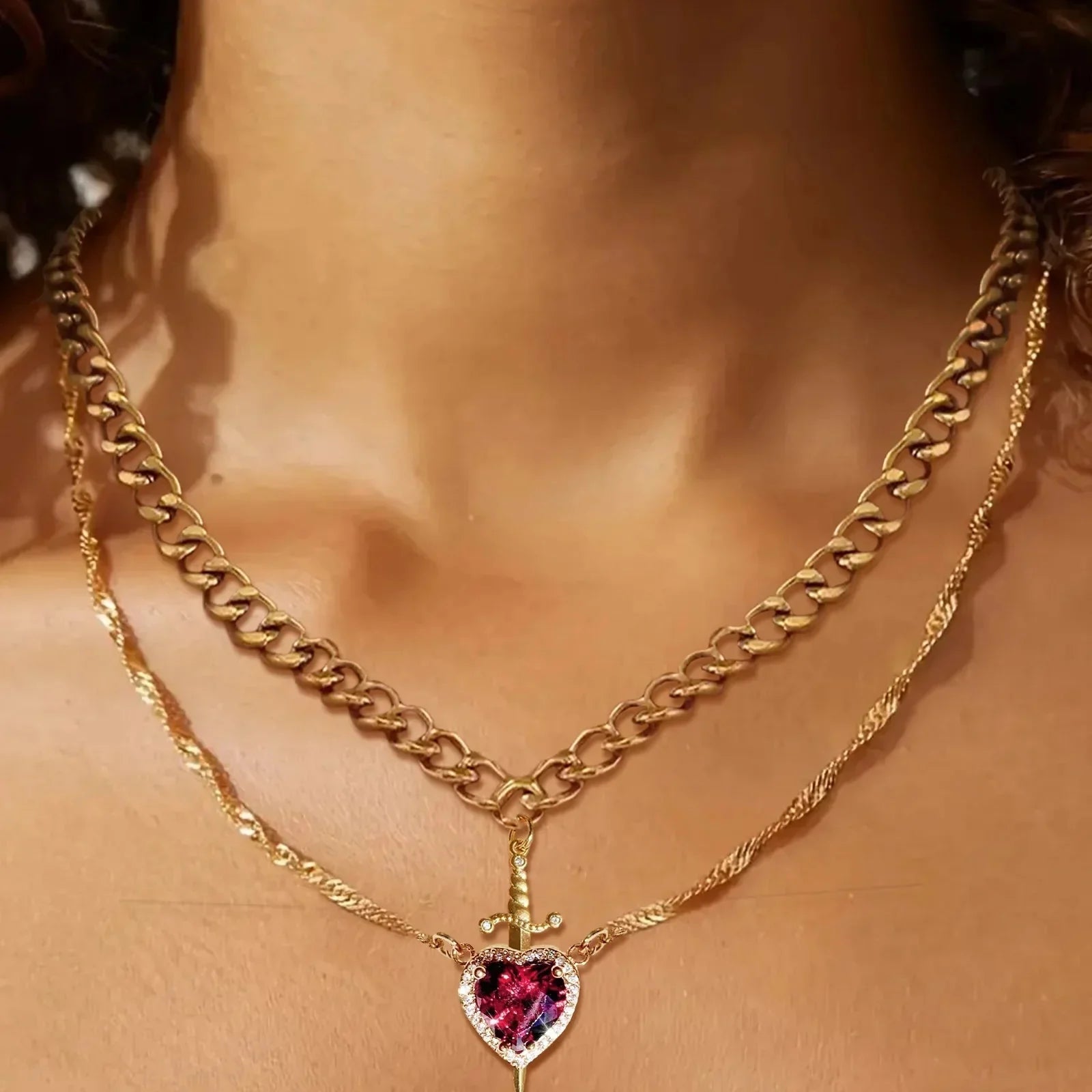 Colliers Couples Pendentif Epée et Coeur