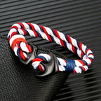 Bracelet double ancre blanc et rouge