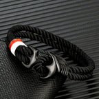 Bracelet double ancre noir