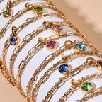 Double bracelet doré avec pierre de naissance