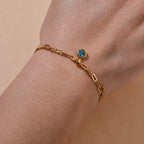 Double bracelet doré avec pierre de naissance