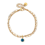 Double bracelet doré avec pierre de naissance