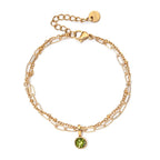 Double bracelet doré avec pierre de naissance