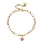 Double bracelet doré avec pierre de naissance
