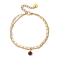 Double bracelet doré avec pierre de naissance