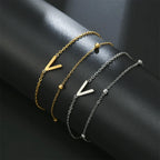 Bracelet double initiale or et argent  v