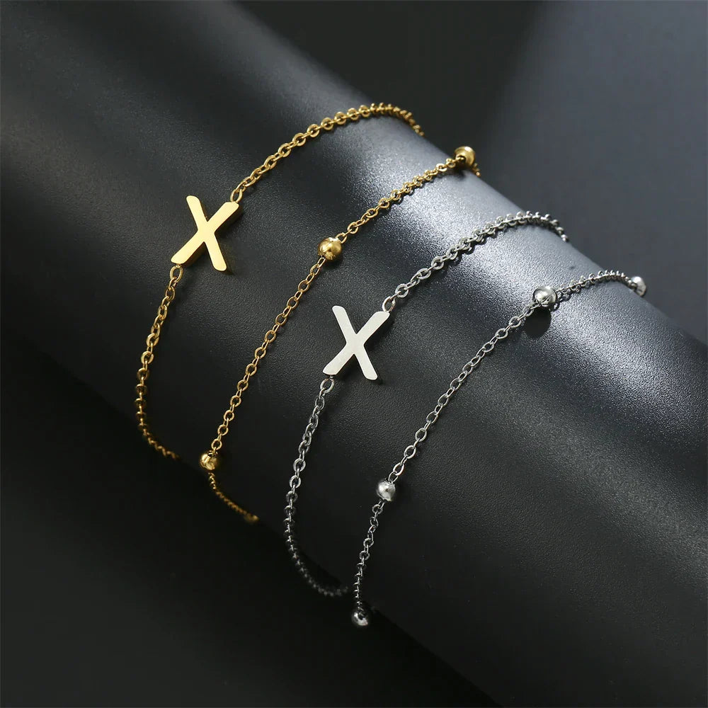 Bracelet double initiale or et argent  x