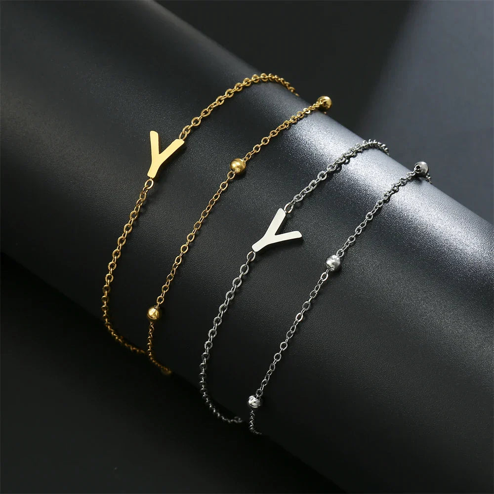 Bracelet double initiale or et argent  y
