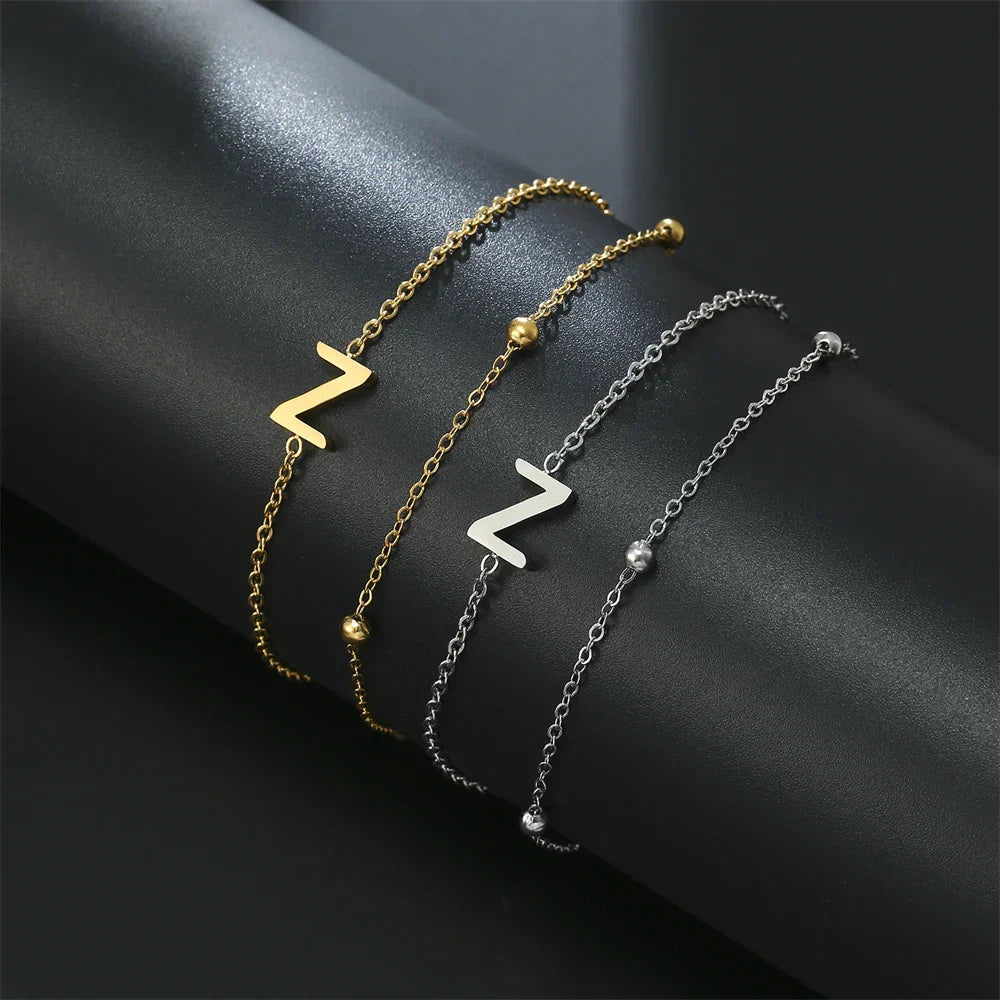Bracelet double initiale or et argent  z