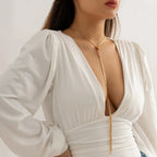 Long Collier De Décolleté avec Noeud femme
