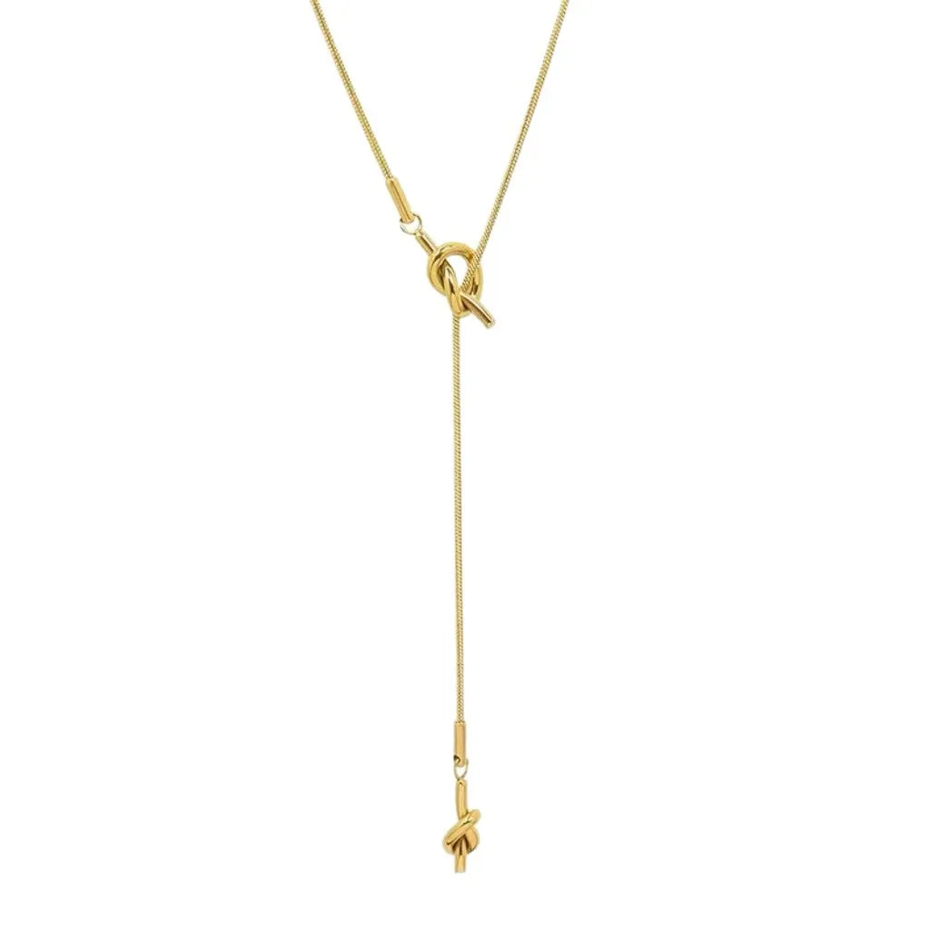 Collier de Décolleté avec Pendentif Noeud Design or