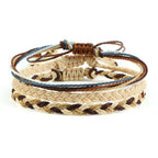 Lot de 3 Bracelets Brésiliens Tressés Imperméables beige