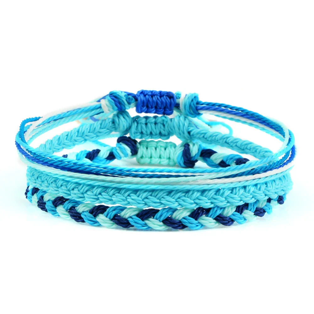 Lot de 3 Bracelets Brésiliens Tressés Imperméables turquoise