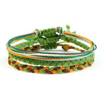 Lot de 3 Bracelets Brésiliens Tressés Imperméables vert et orange