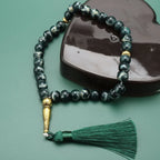 Tasbih ロング 33珠 ブラック - イスラム教の祈り用数珠 グリーン